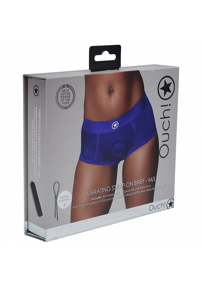 Shots Toys | OUCH! Vibrating Strap-on Boxer - Royal Blue - Size M/L
