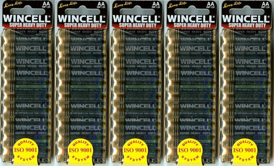 Wincell Super Heavy Duty Battery Size AAA Shrink 5x10 Packs - 50 Batteries Bulk