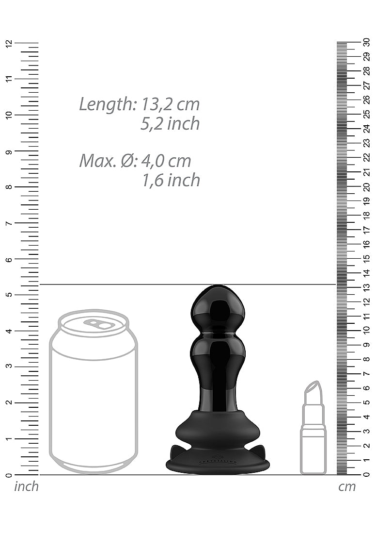 Shots Toys | Rimly - Glass Vibrator With Suction Cup and Remote - Black