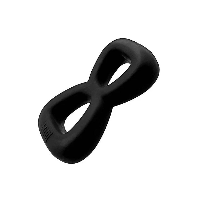 Hunkyjunk Boomerang Double-ring Cockring & Nut-tugger Black Fog