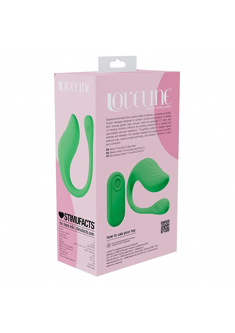 Shots Toys | LOVELINE Velvet G-Spot - Remote Controlled G-Spot Massager - Green
