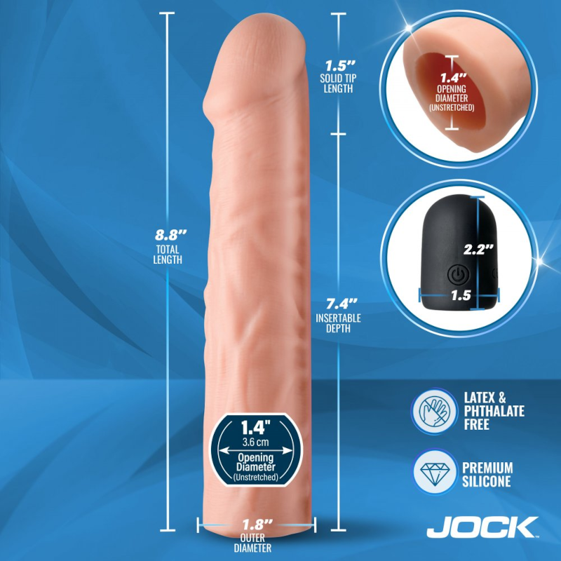 Curve Toys | JOCK Enhancers 1.5" Vibrating Penis Extension w/ Remote - Medium