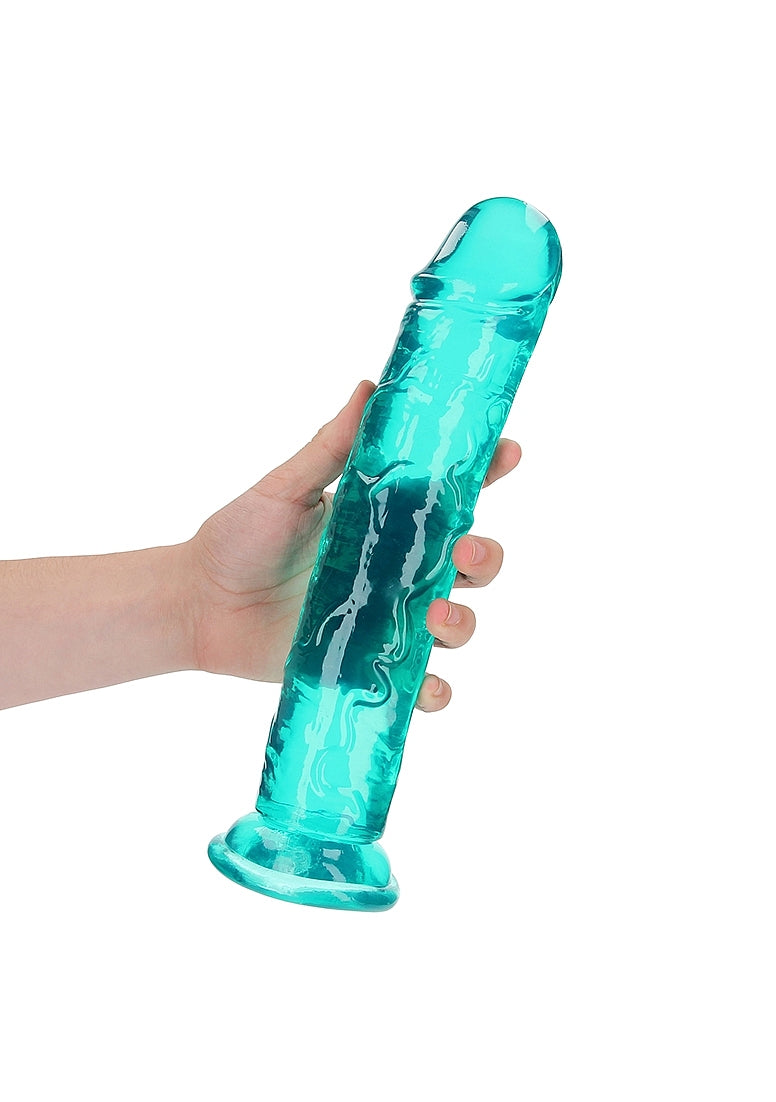 Shots Toys | REALROCK Crystal Clear 11" Straight Dildo No Balls - Turquoise