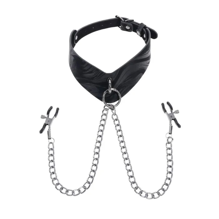 Sportsheets Velvet Noir Collar & Removable Clamps