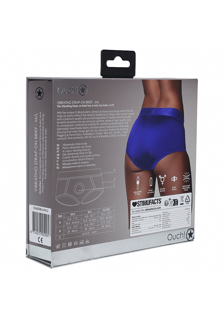 Shots Toys | OUCH! Vibrating Strap-on Boxer - Royal Blue - Size M/L