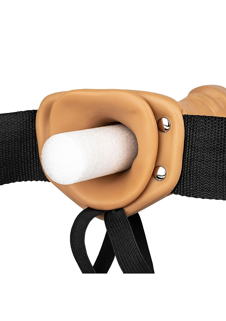 Shots Toys | REALROCK Vibrating Hollow Strap-On - 10" / 24.5cm Tan