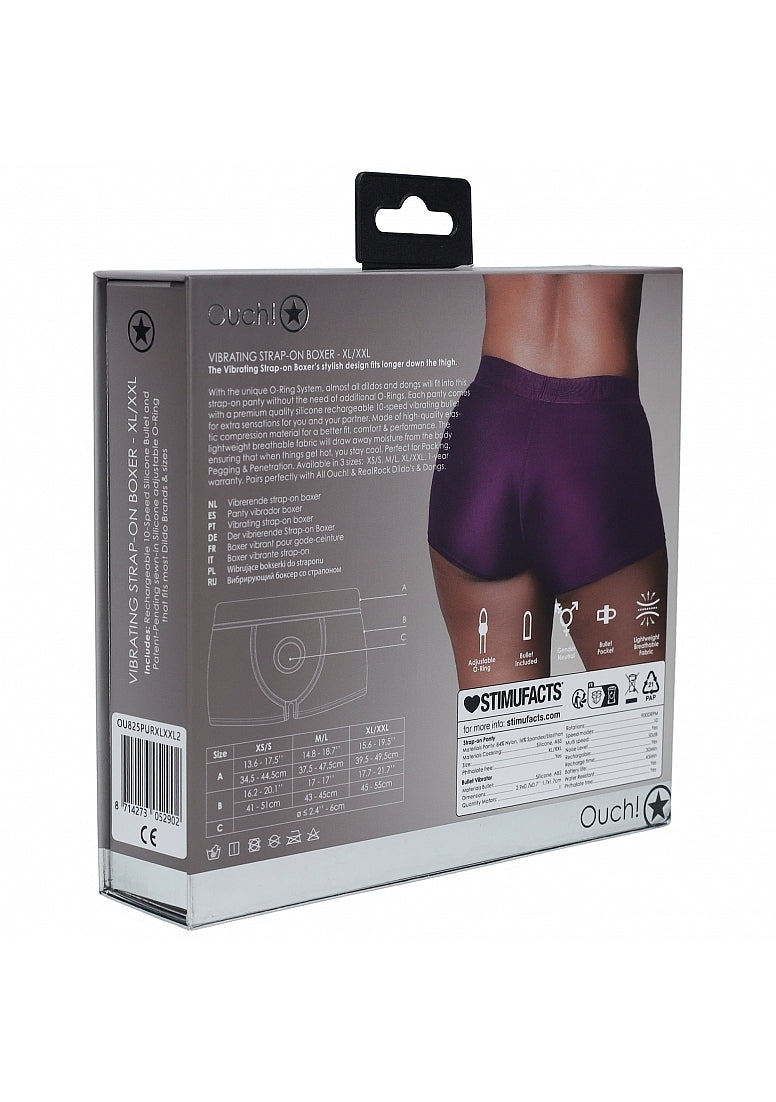 Shots Toys | OUCH! Vibrating Strap-on Boxer - Purple - Size XL/XXL