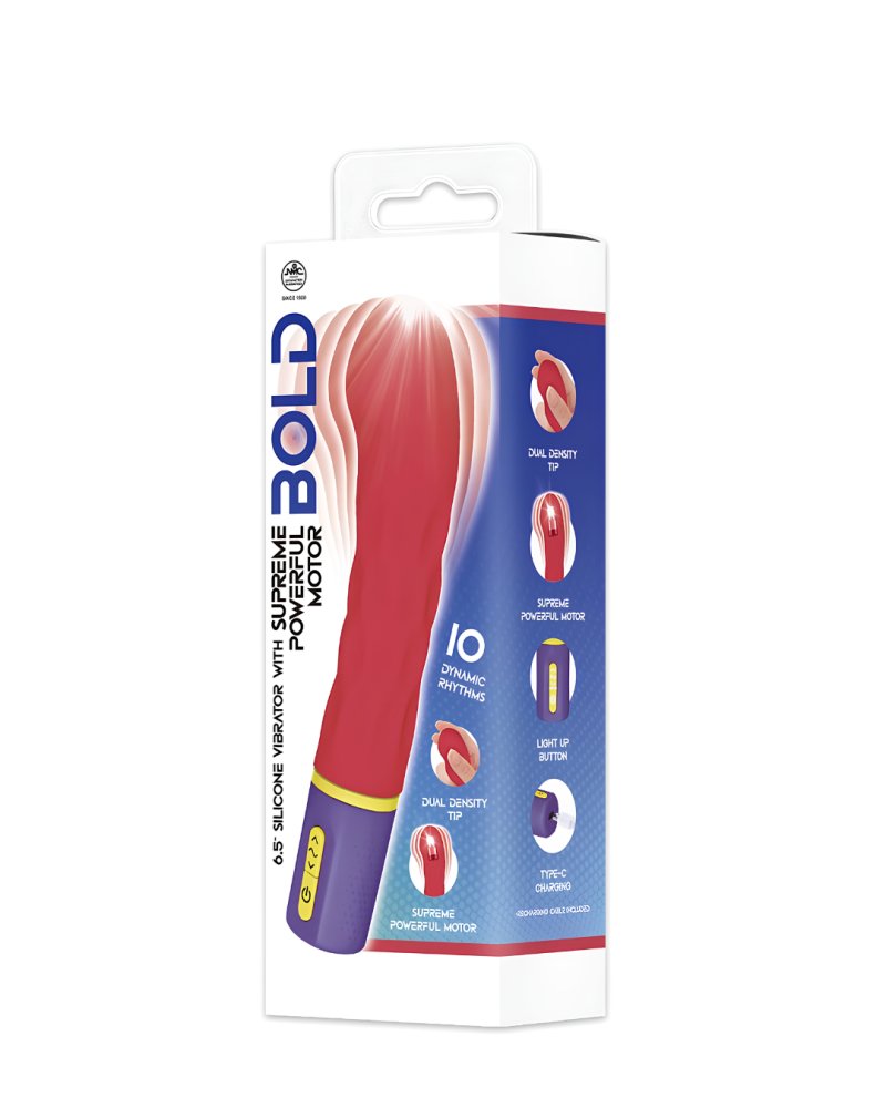 Excellent Power | Bold Around 7" Vibrator With Varicolored Control (Red)
