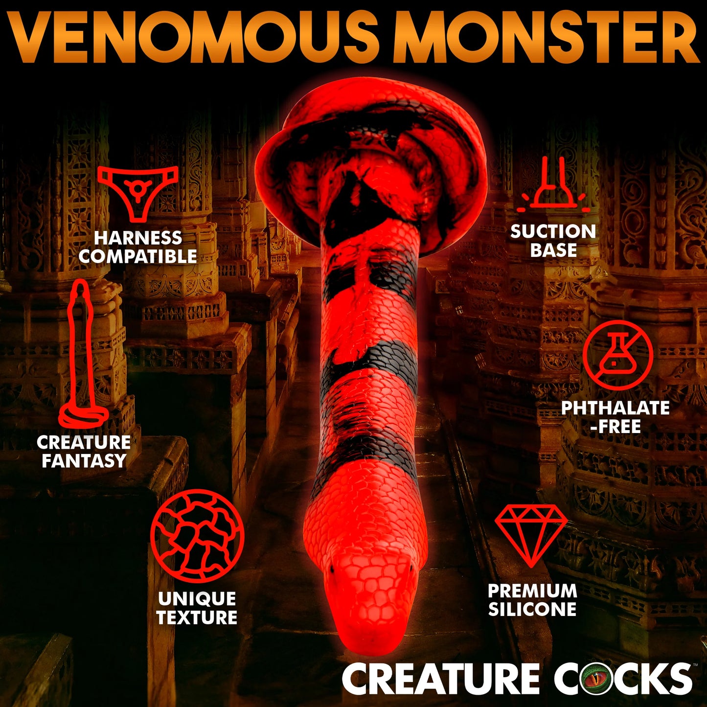 Creature Cocks King Cobra - X-Large 18" Long Silicone Dong