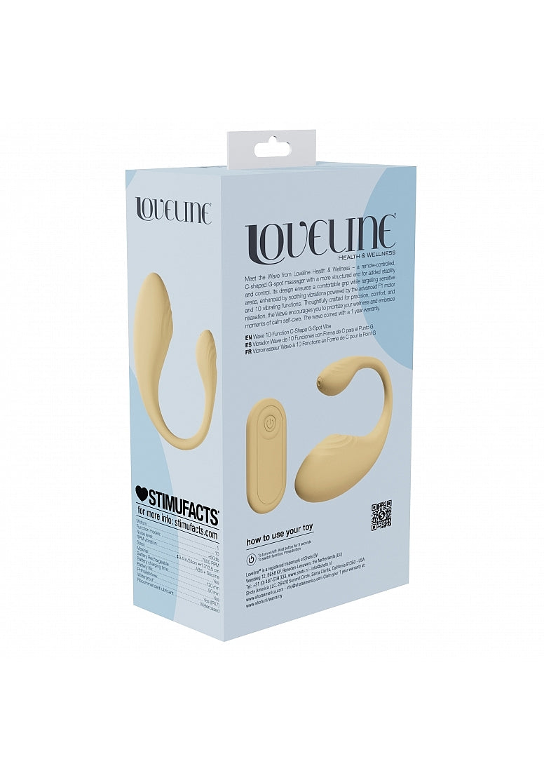 Shots Toys | LOVELINE Wave - C-Shaped G-Spot Massager Vibrator w Remote - Yellow