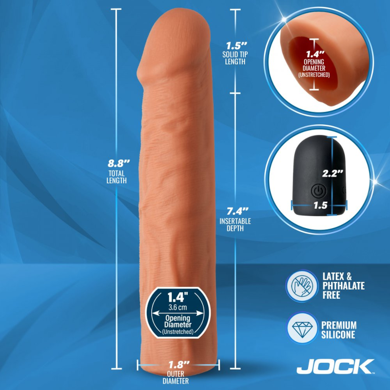 Curve Toys | JOCK Enhancers 1.5" Vibrating Penis Extension w/ Remote - Light
