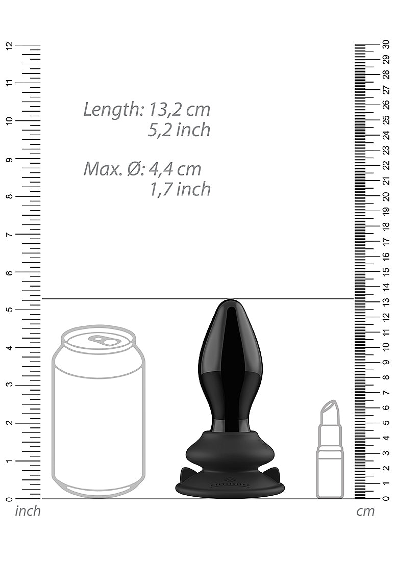 Shots Toys | Stretchy - Glass Vibrator With Suction Cup and Remote - Black