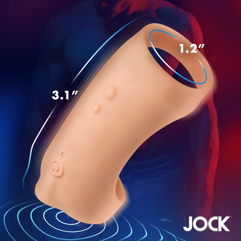 Curve Toys | JOCK Vibrating Silicone Penis Sleeve w Remote Control - Light