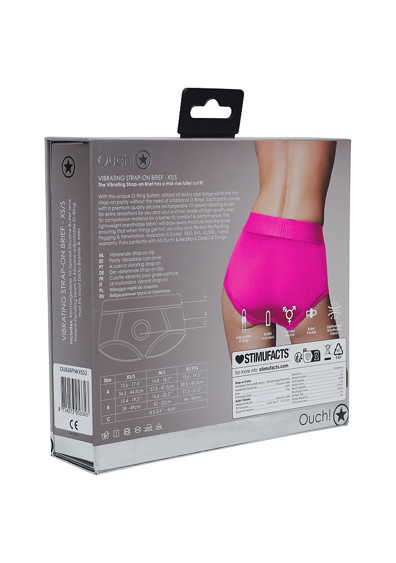 Shots Toys | OUCH! Vibrating Strap-on Boxer - Pink - Size XS/S