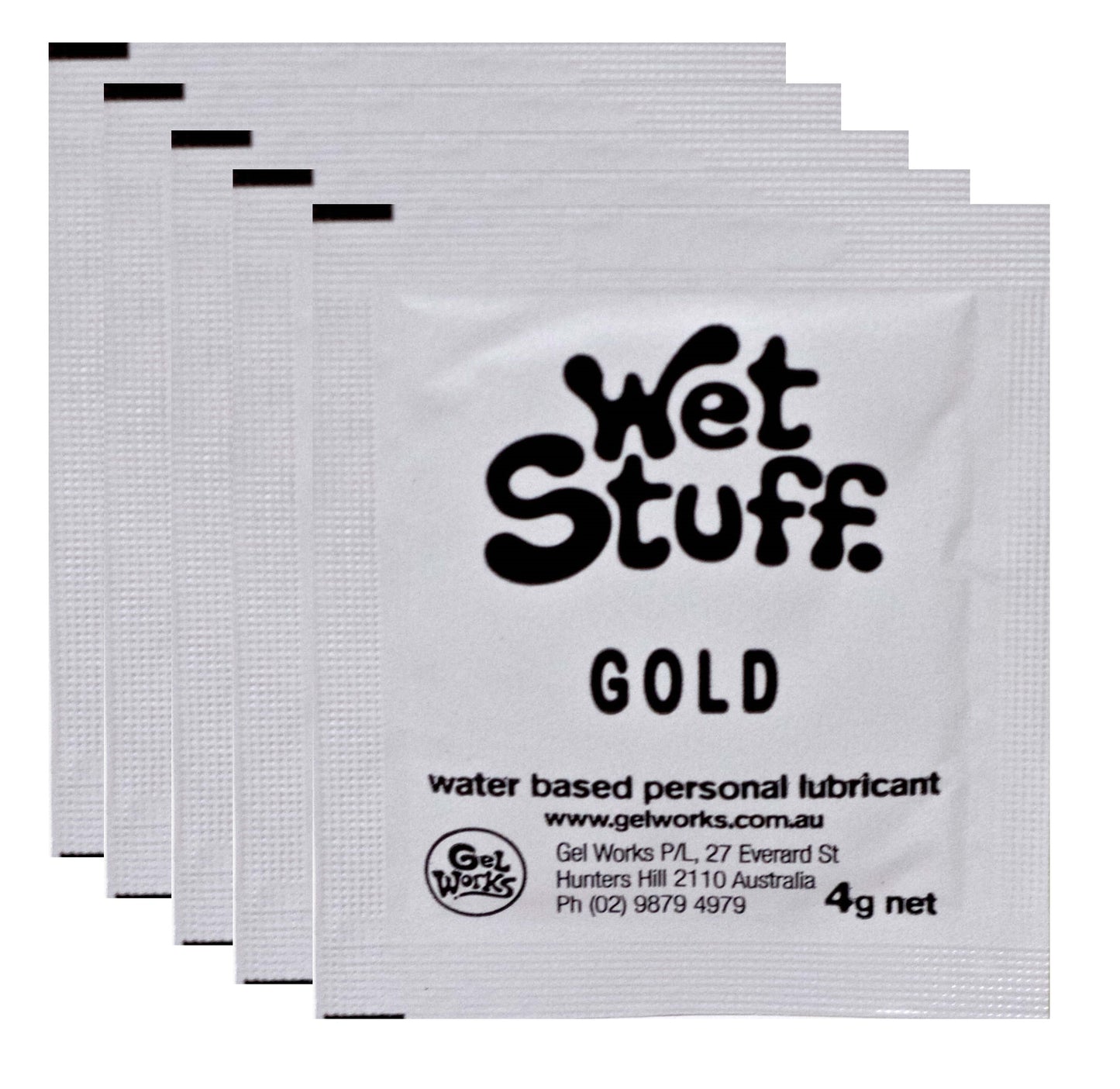 Wet Stuff Gold Water Based Lubricant Travel 4g 1/5/10/15/20/25/50/100/1000 Sachets