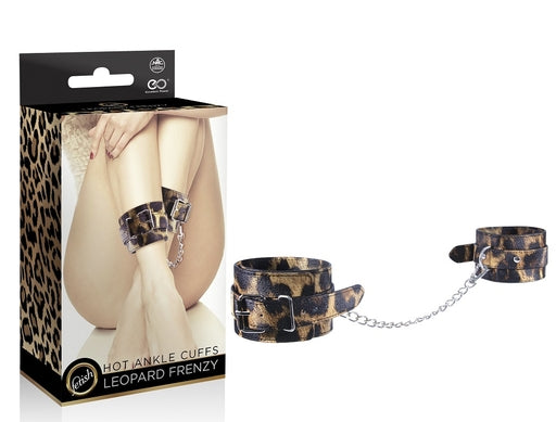 Excellent Power Leopard Frenzy PU Leather Ankle Cuffs