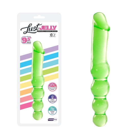 Excellent Power Lust Jelly 9.5" Double Dong Green