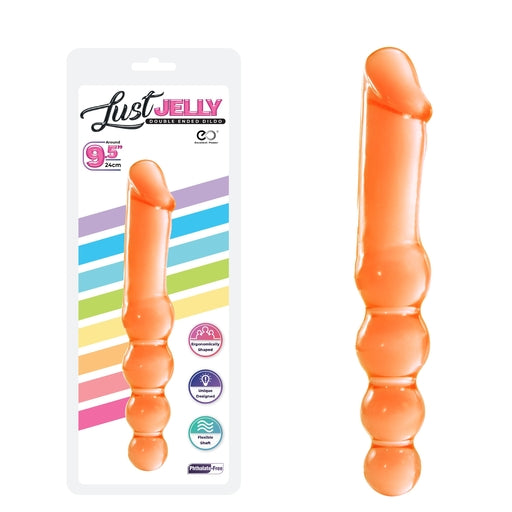 Excellent Power Lust Jelly 9.5" Double Dong Orange