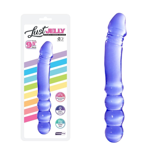 Excellent Power Lust Jelly PVC 9.5" Double Dong Purple