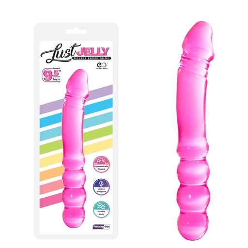 Excellent Power Lust Jelly PVC 9.5" Double Dong Pink
