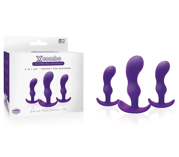 Excellent Power | X Combo 3pc Purple Silicone Butt Plug Set