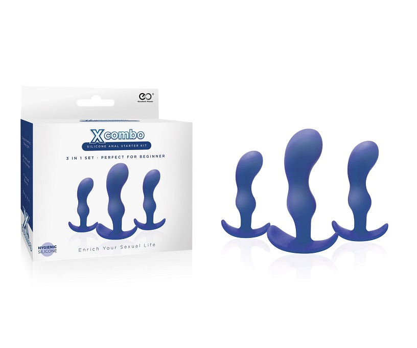 Excellent Power | X Combo 3pc Blue Silicone Butt Plug Set