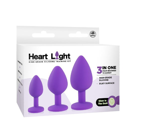Excellent Power | Heart Light Silicone Anal Training Kit - Purple