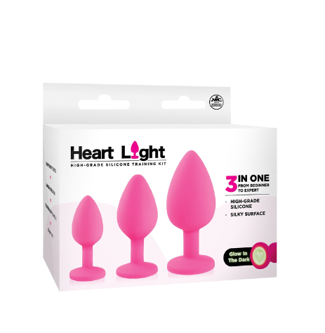 Excellent Power | Heart Light Silicone Anal Training Kit - Pink