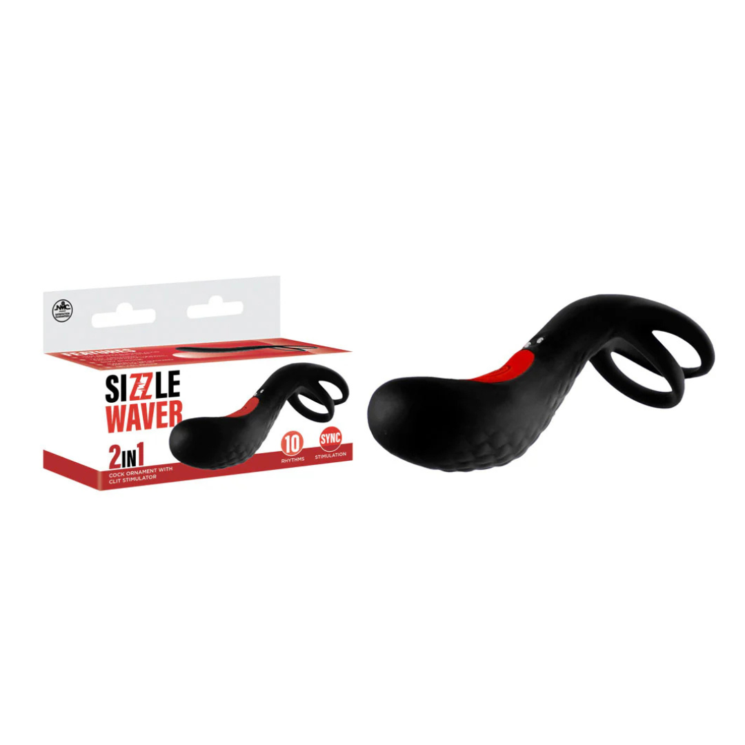 Excellent Power Sizzle Waver 3.5" 2 In 1 Cock Ring Ornament with Clit Stimulator