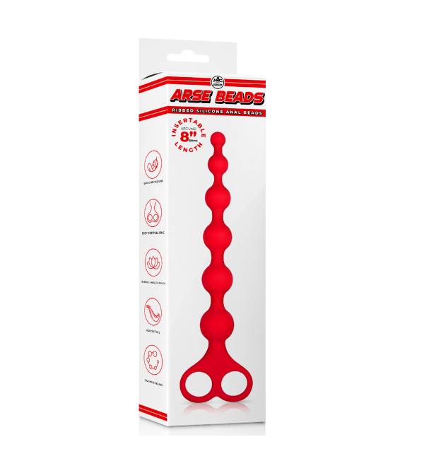 Excellent Power Arse Beads 8" Silicone Ball Beads - Red