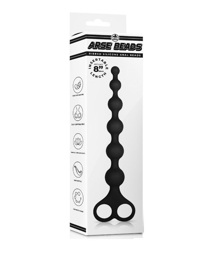 Excellent Power Arse Beads 8" Silicone Ball Beads - Black