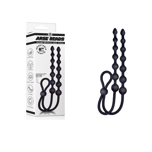 Excellent Power Arse Beads Adjustable Cock Ring With 8" Double Ball Beads