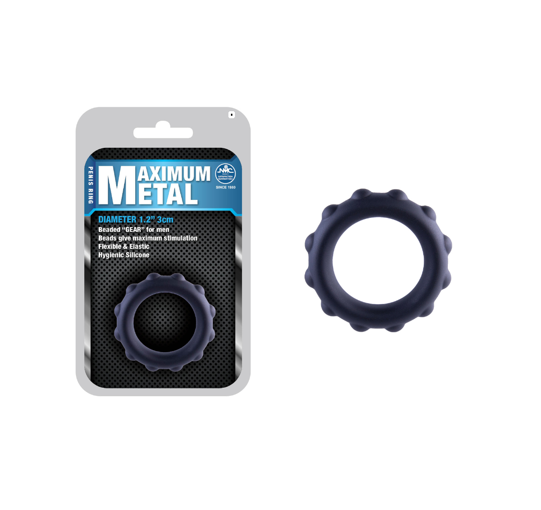 Excellent Power Maximum Metal Silicone Ornament 1.2" / 3cm Beaded Cock Ring