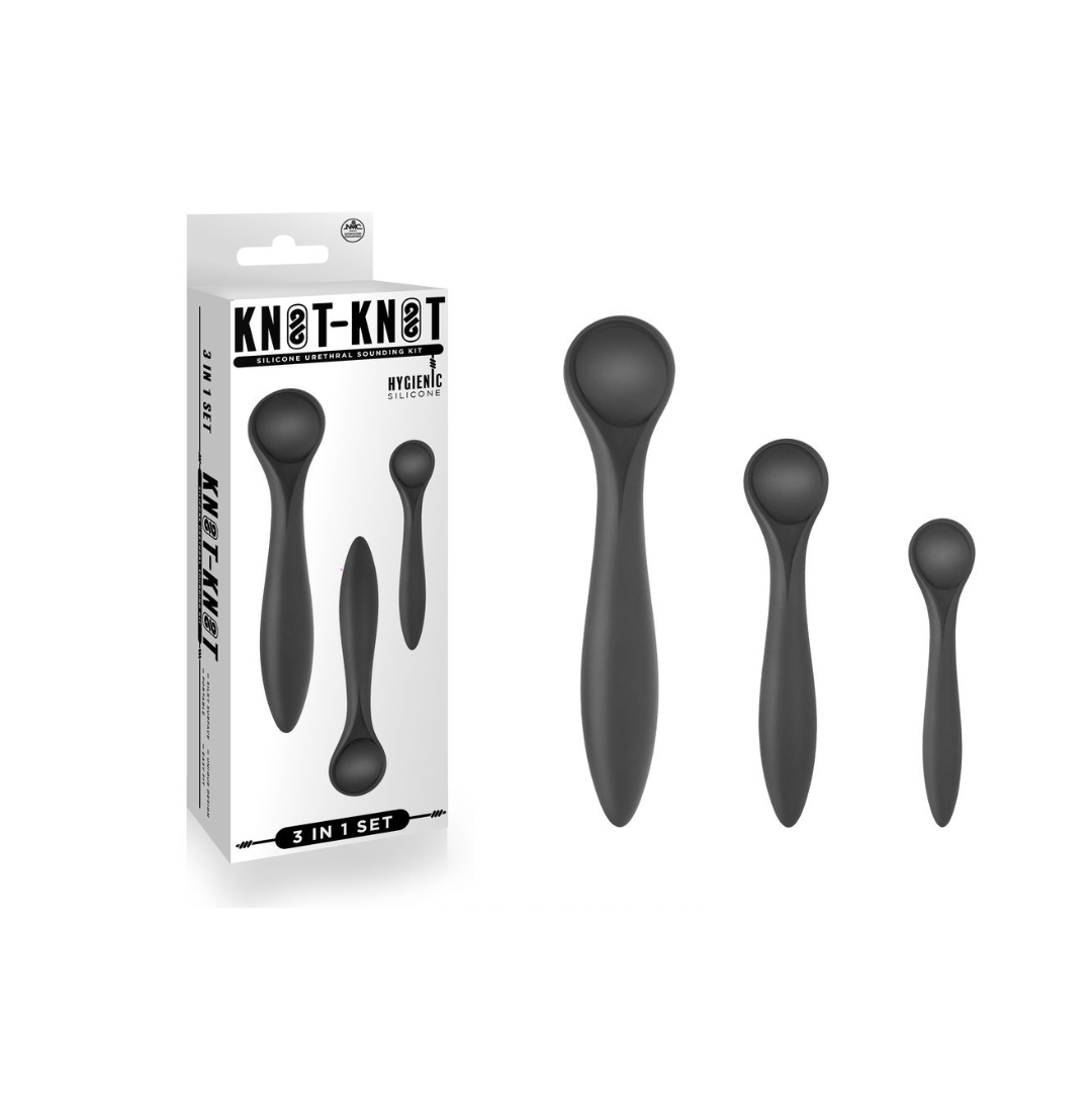 Excellent Power Knot-Knot Silicone Urethral Plug Set Black