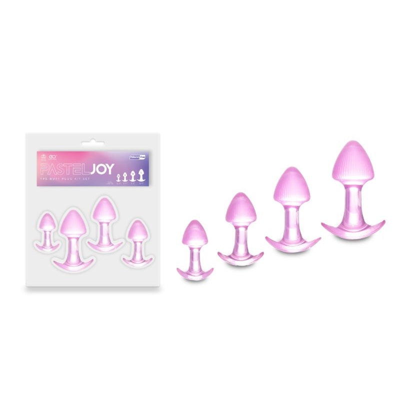 Excellent Power | Pastel Joy TPE Butt Plug Kit Set In Transparent Pink