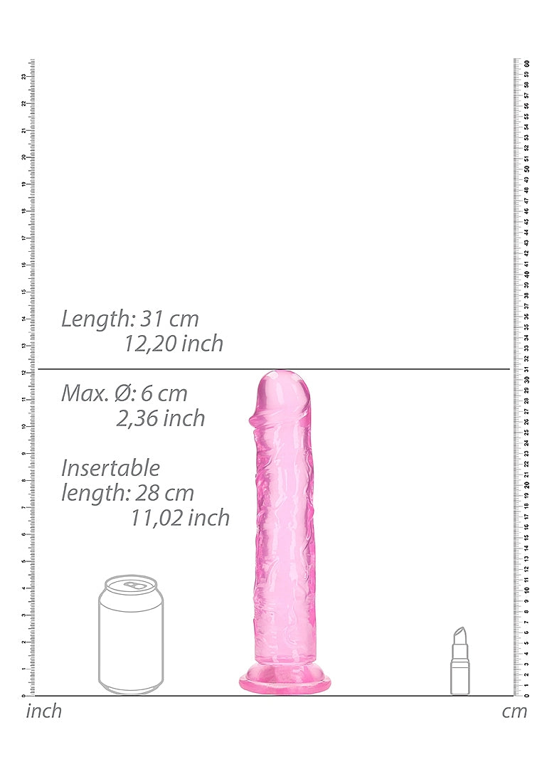 Shots Toys | REALROCK Crystal Clear 11" Straight Dildo No Balls - Pink