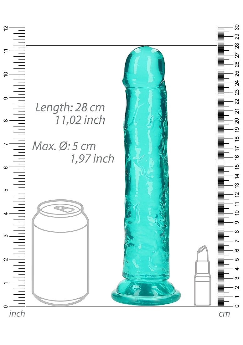 Shots Toys | REALROCK Crystal Clear 10" Straight Dildo No Balls - Turquoise