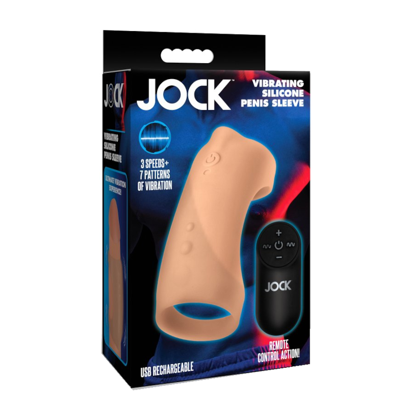Curve Toys | JOCK Vibrating Silicone Penis Sleeve w Remote Control - Medium