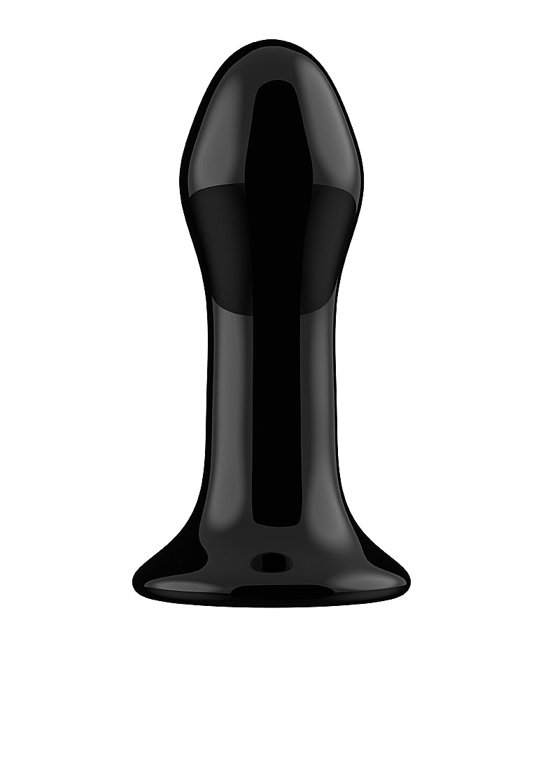 Shots Toys | Pluggy - Glass Vibrator With Suction Cup and Remote - Black