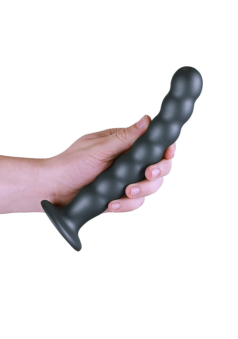 Shots Toys | OUCH! Beaded G-Spot Dildo - 8" / 20.5 cm - Gun Metal