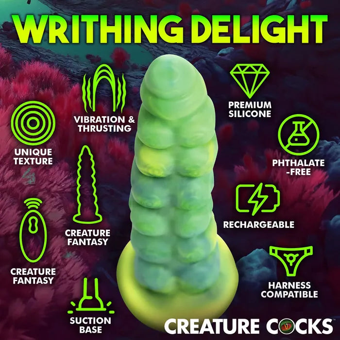 Creature Cocks Squirmer - Green 22.3cm Thrusting Fantasy Dildo