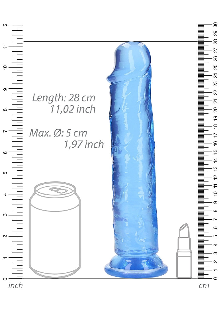 Shots Toys | REALROCK Crystal Clear 10" Straight Dildo No Balls - Blue