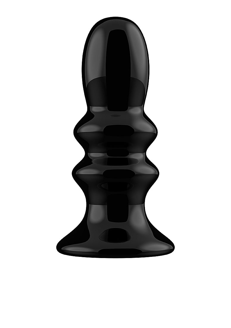 Shots Toys | Ribbly - Glass Vibrator With Suction Cup and Remote - Black