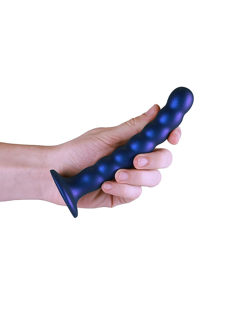 Shots Toys | OUCH! Beaded G-Spot Dildo - 6.5" / 16.5 cm - Metallic Blue