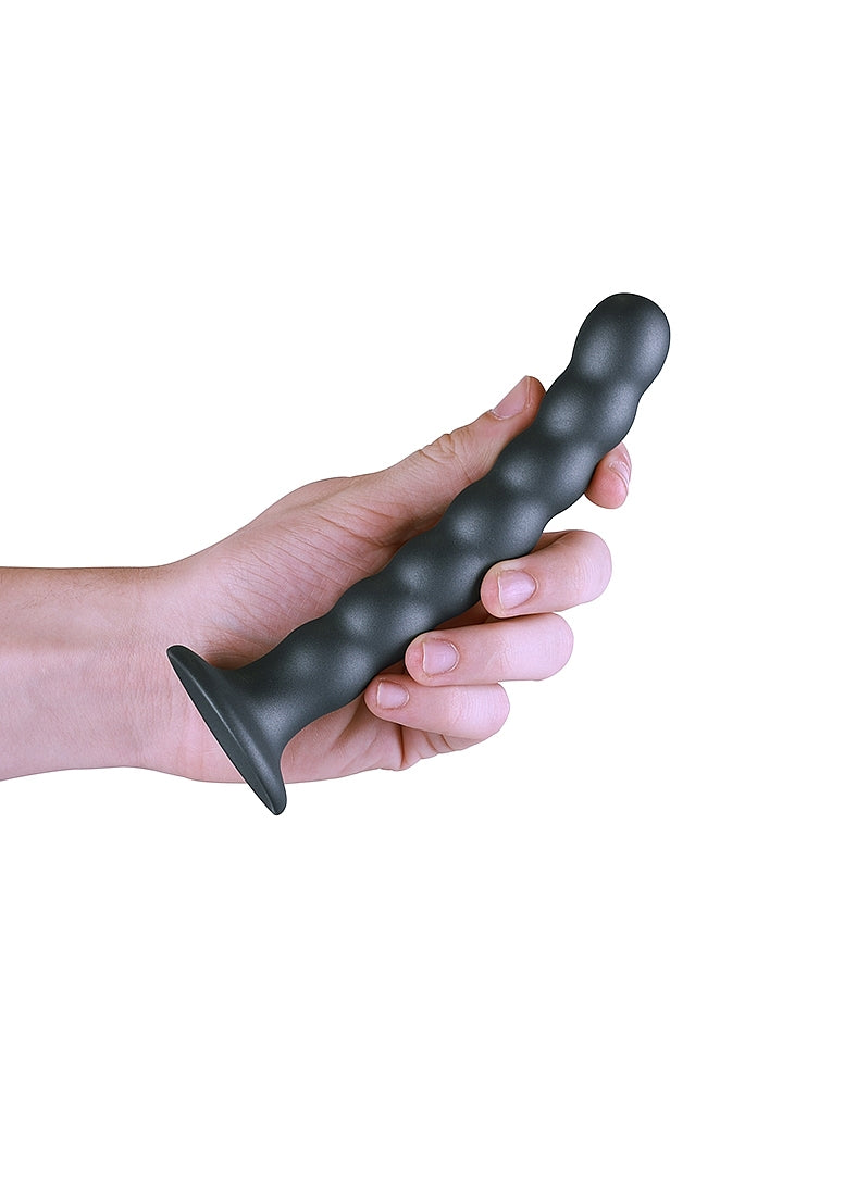 Shots Toys | OUCH! Beaded G-Spot Dildo - 6.5" / 16.5 cm - Gun Metal