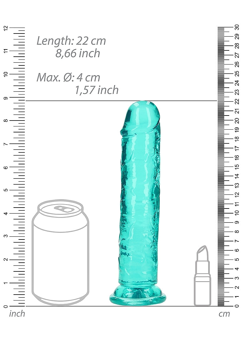 Shots Toys | REALROCK Crystal Clear 8" Straight Dildo No Balls - Turquoise