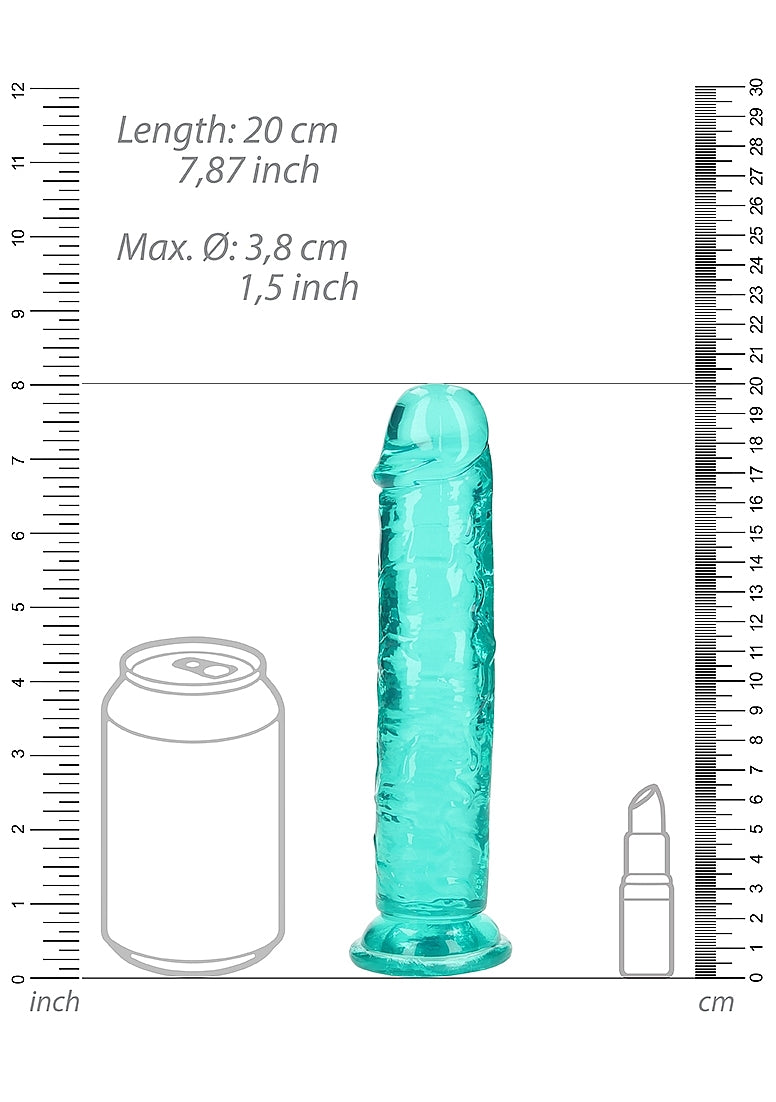 Shots Toys | REALROCK Crystal Clear 18cm Straight Dildo - Turquoise 7" Dong