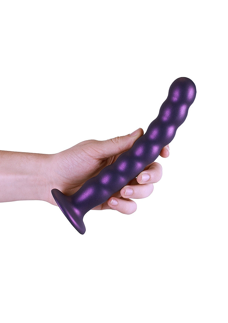 Shots Toys | OUCH! Beaded G-Spot Dildo - 8" / 20.5 cm - Metallic Purple