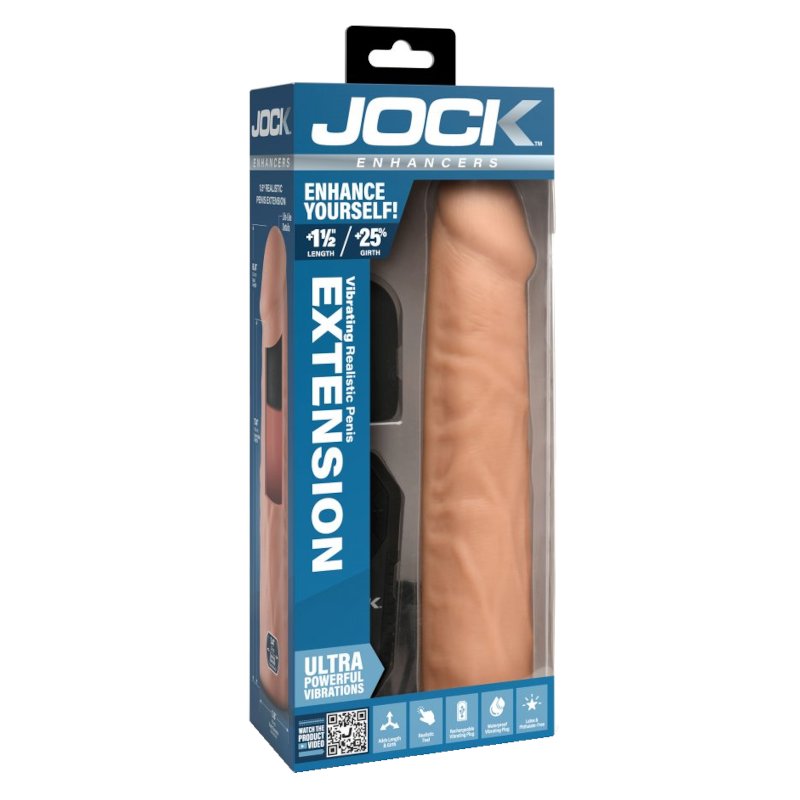 Curve Toys | JOCK Enhancers 1.5" Vibrating Penis Extension w/ Remote - Medium