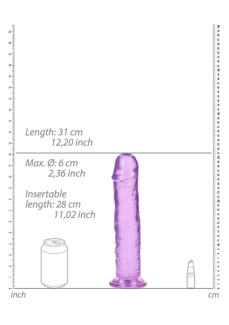 Shots Toys | REALROCK Crystal Clear 11" Straight Dildo No Balls - Purple